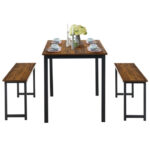Space-Saving Dining Table Set with Benches for Small Spaces (3-Piece)
