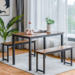 Space-Saving Dining Table Set with Benches for Small Spaces (3-Piece)