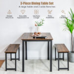 Space-Saving Dining Table Set with Benches for Small Spaces (3-Piece)