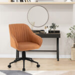 Ergonomic Brown Office Chair with Curved Backrest and Armrests