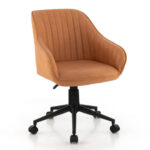 Ergonomic Brown Office Chair with Curved Backrest and Armrests