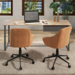 Ergonomic Brown Office Chair with Curved Backrest and Armrests
