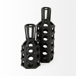 Brunel Large Black Drum-Shaped Ceramic Vase