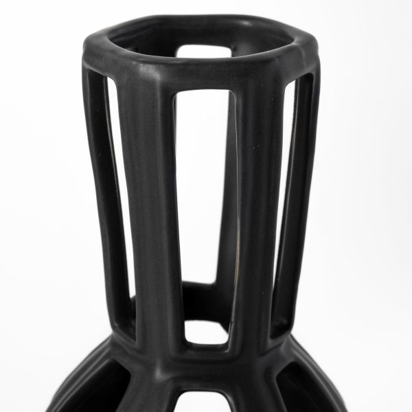 Brunel Small Black Drum Shaped Ceramic Vase 6