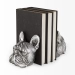 Bruno (Set of 2) 5L x 5W Silver American Bulldog Bookends