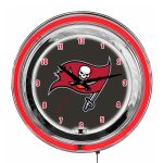 Buccaneers 14 Inch Neon Chrome Clock Team Colors