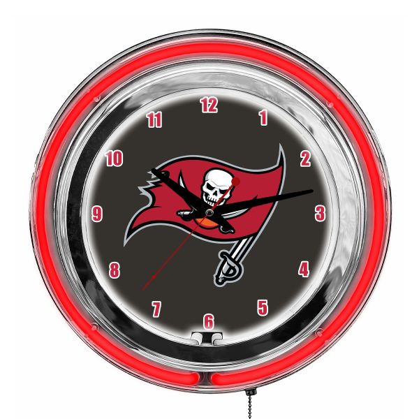 Buccaneers 14 Inch Neon Chrome Clock Team Colors 1