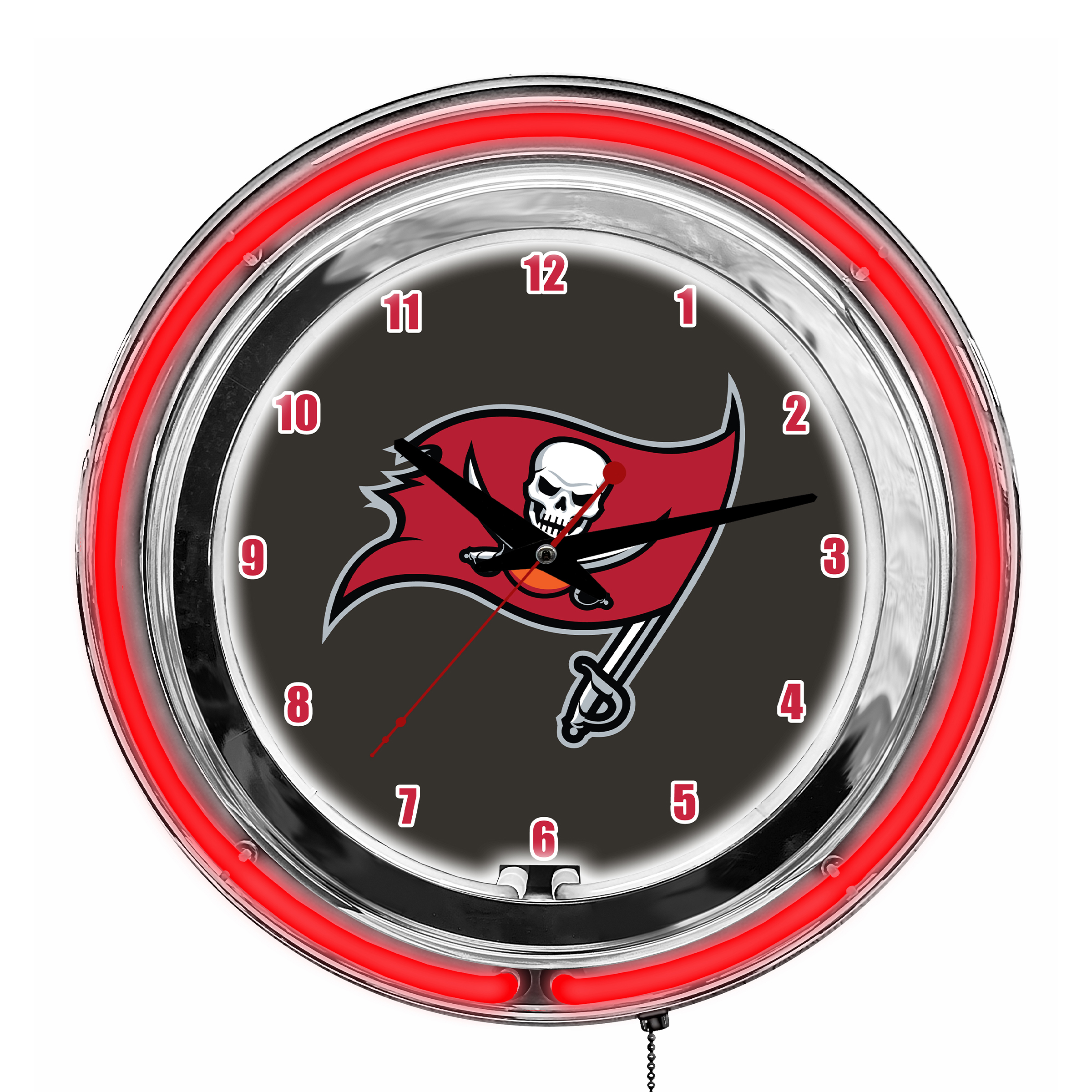Buccaneers 14 Inch Neon Chrome Clock Team Colors 2 Buccaneers 14 Inch Neon Chrome Clock Team Colors - Image 2