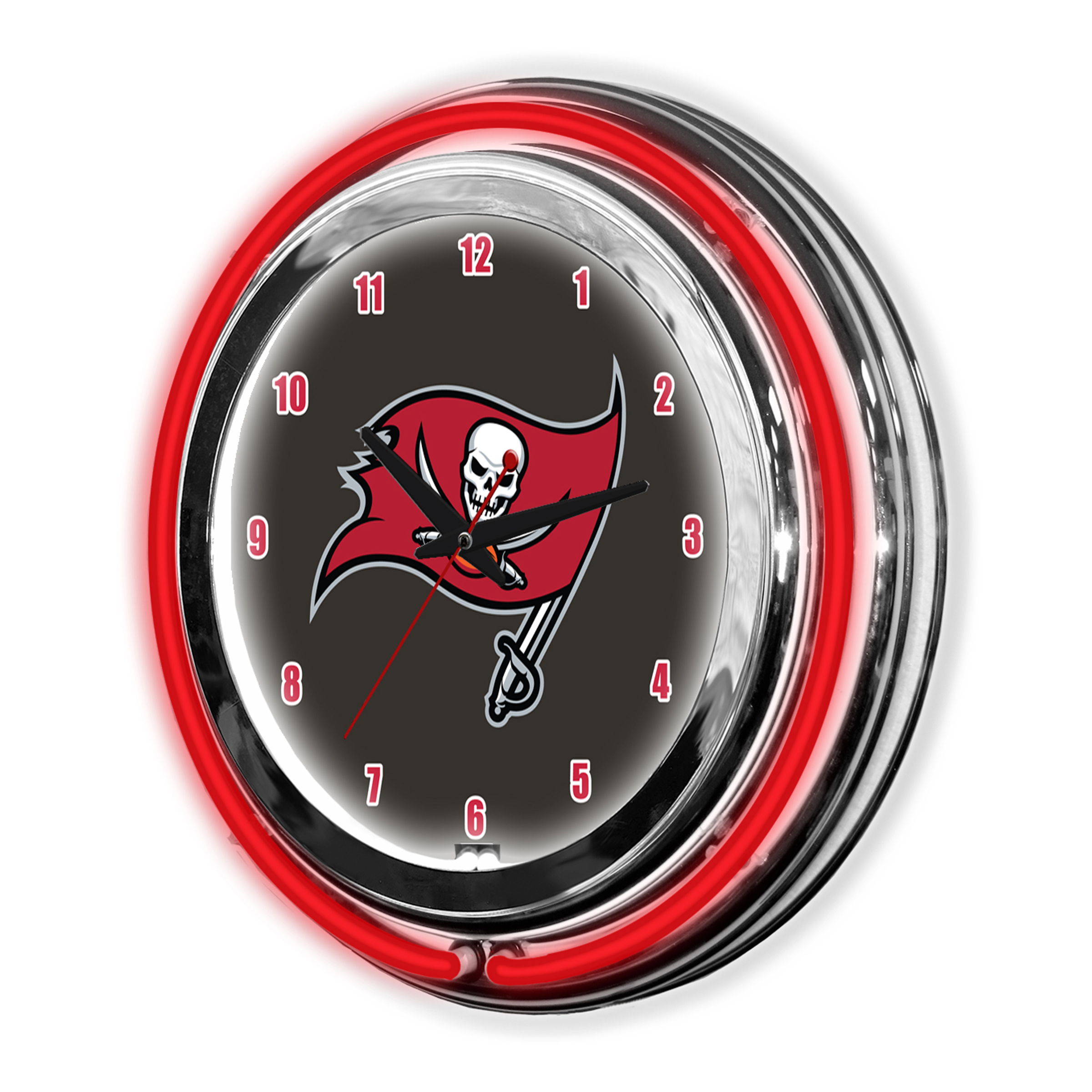 Buccaneers 14 Inch Neon Chrome Clock Team Colors 4 Buccaneers 14 Inch Neon Chrome Clock Team Colors - Image 4