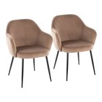 Buena Black Metal Brown Velvet Contemporary Dining Chairs (Set of 2) 11 Buena Black Metal Brown Velvet Contemporary Dining Chairs (Set of 2)