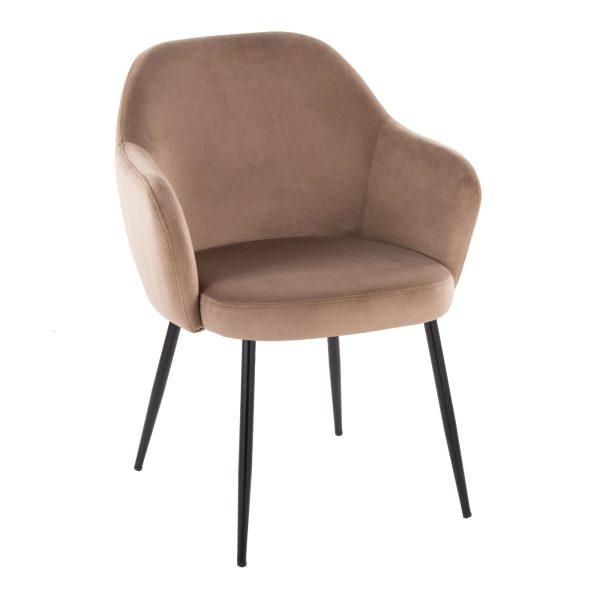 Buena Black Metal Brown Velvet Contemporary Dining Chairs Set of 2 2