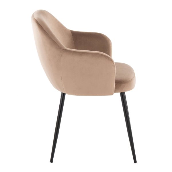 Buena Black Metal Brown Velvet Contemporary Dining Chairs Set of 2 3