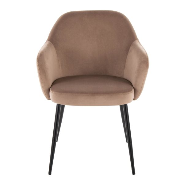 Buena Black Metal Brown Velvet Contemporary Dining Chairs Set of 2 6