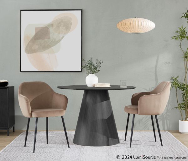 Buena Black Metal Brown Velvet Contemporary Dining Chairs Set of 2