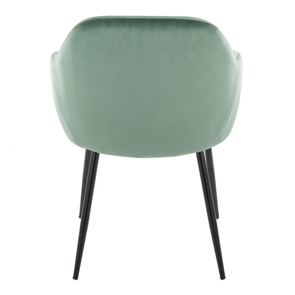 Buena Black Metal Green Velvet Contemporary Dining Chairs Set of 2 5