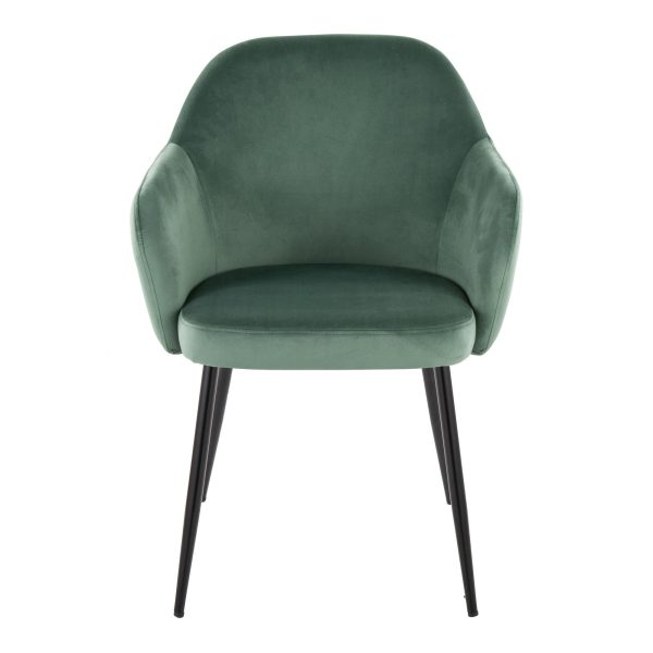 Buena Black Metal Green Velvet Contemporary Dining Chairs Set of 2 6