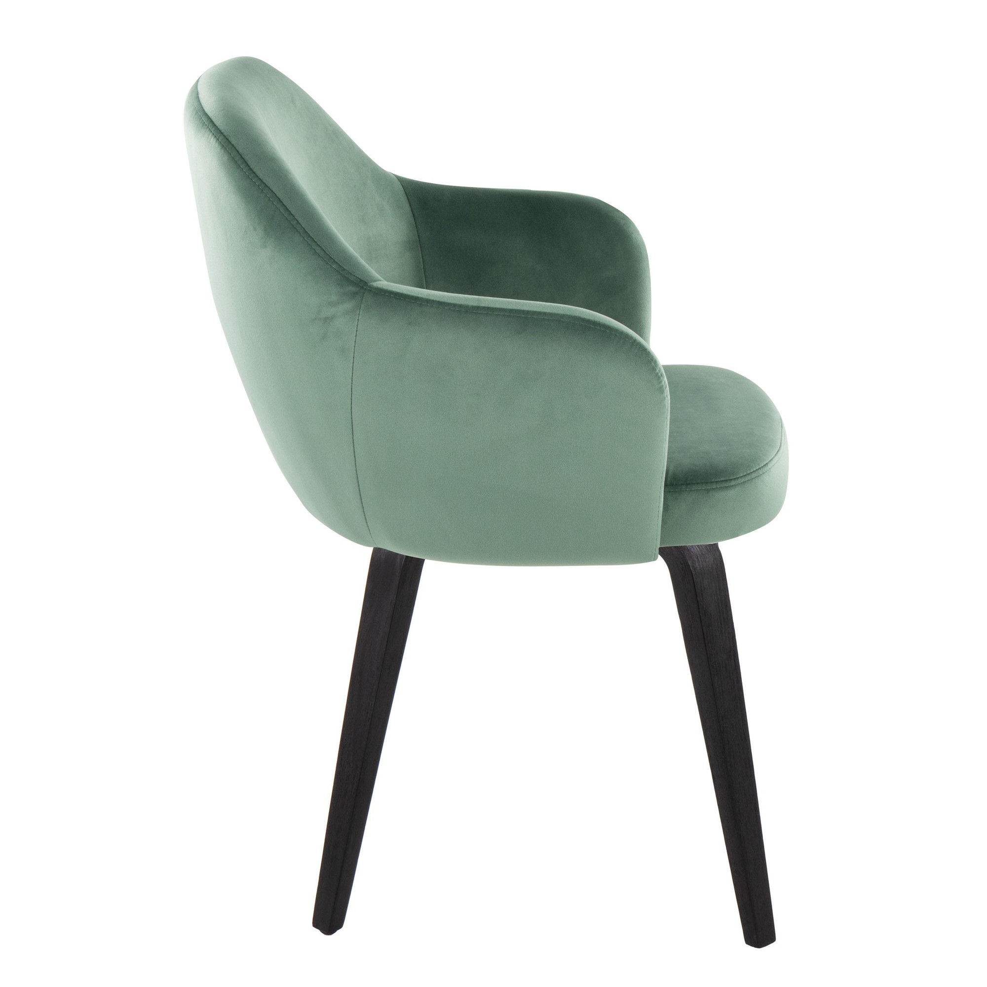 Buena Black Wood Green Velvet Contemporary Dining Chairs (Set of 2) 4 Buena Black Wood Green Velvet Contemporary Dining Chairs (Set of 2) - Image 4