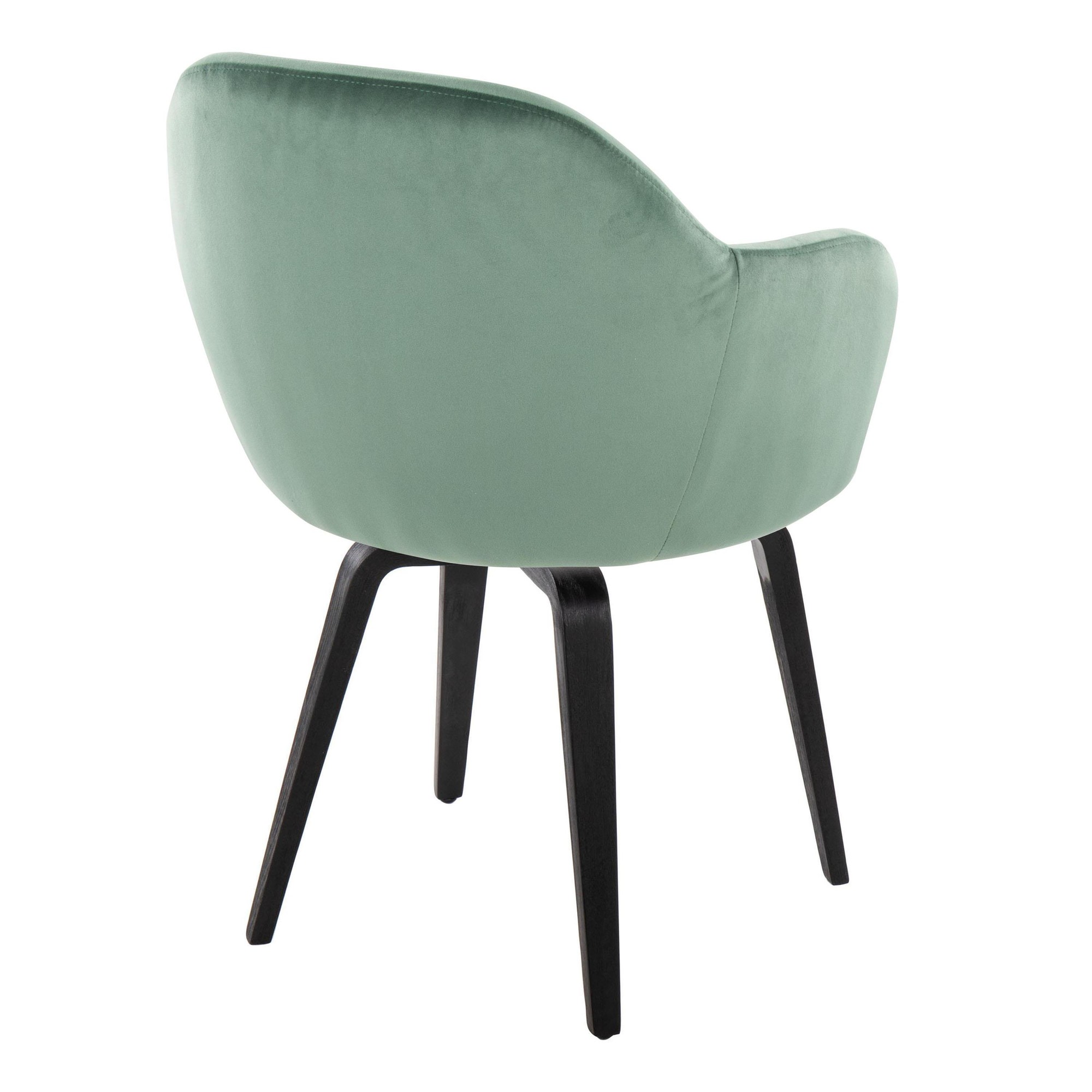 Buena Black Wood Green Velvet Contemporary Dining Chairs (Set of 2) 5 Buena Black Wood Green Velvet Contemporary Dining Chairs (Set of 2) - Image 5