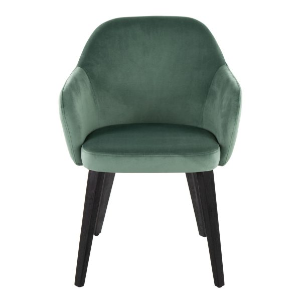 Buena Black Wood Green Velvet Contemporary Dining Chairs Set of 2 6