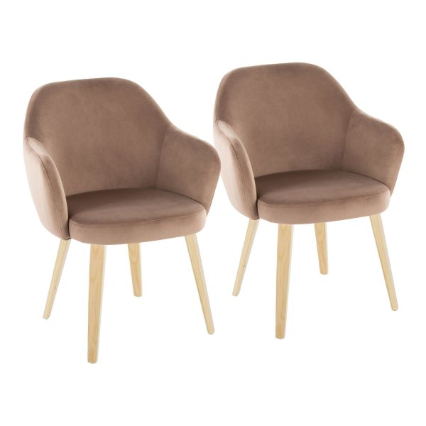 Buena Brown Velvet Contemporary Dining Chairs Set of 2 1