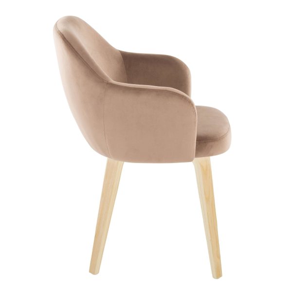 Buena Brown Velvet Contemporary Dining Chairs Set of 2 3