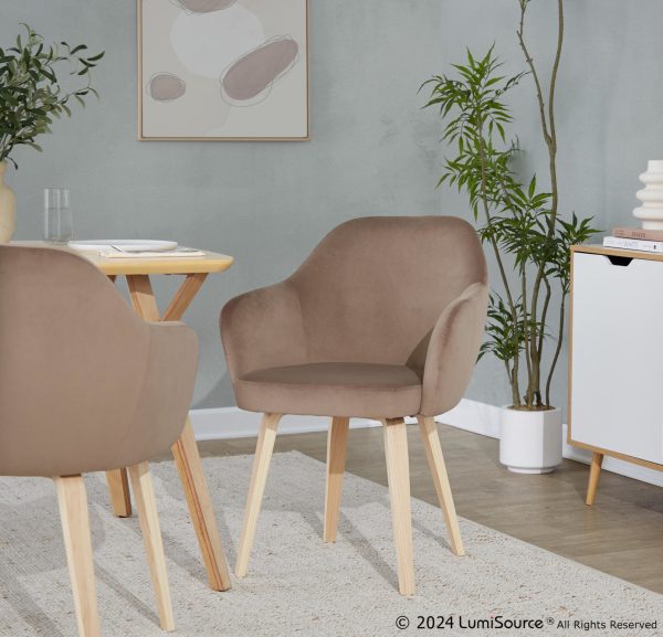 Buena Brown Velvet Contemporary Dining Chairs Set of 2