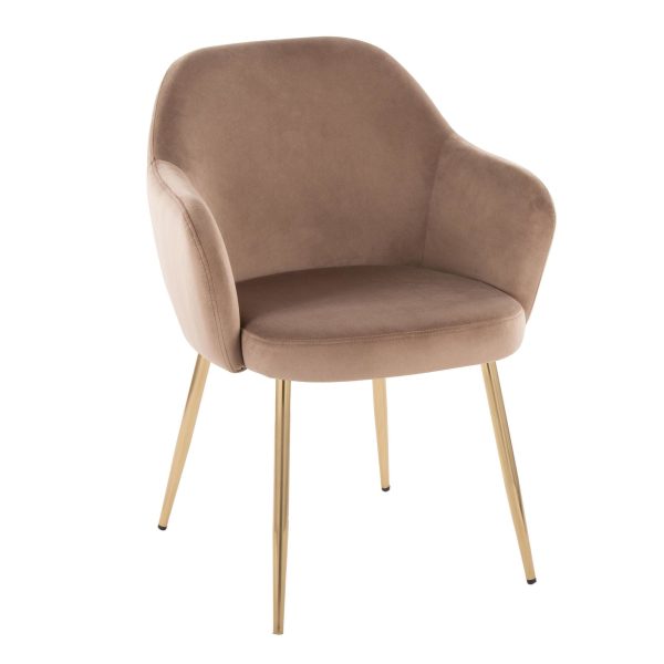 Buena Brown Velvet Gold Contemporary Dining Chairs Set of 2 2