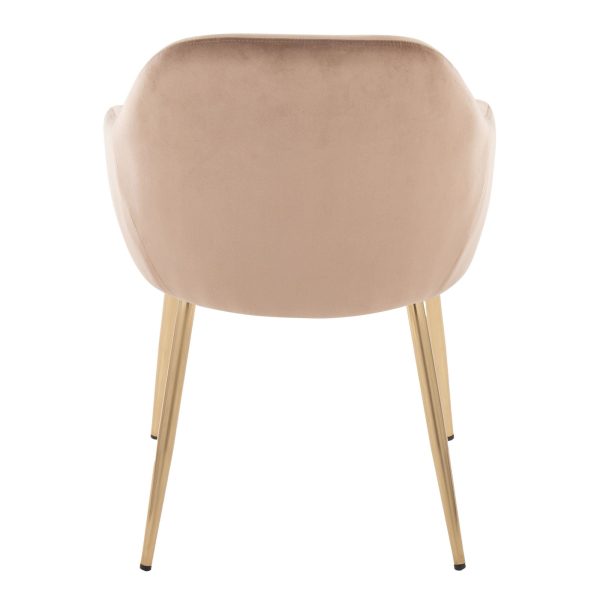 Buena Brown Velvet Gold Contemporary Dining Chairs Set of 2 5