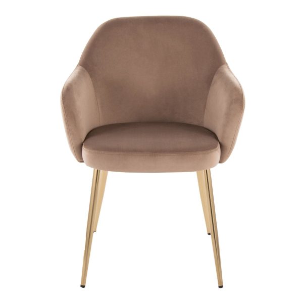 Buena Brown Velvet Gold Contemporary Dining Chairs Set of 2 6