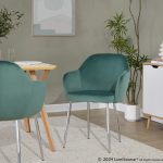 Buena Chrome Green Velvet Contemporary Dining Chairs (Set of 2) 10 Buena Chrome Green Velvet Contemporary Dining Chairs (Set of 2)