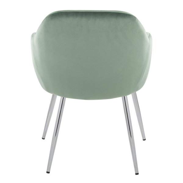 Buena Chrome Green Velvet Contemporary Dining Chairs Set of 2 5