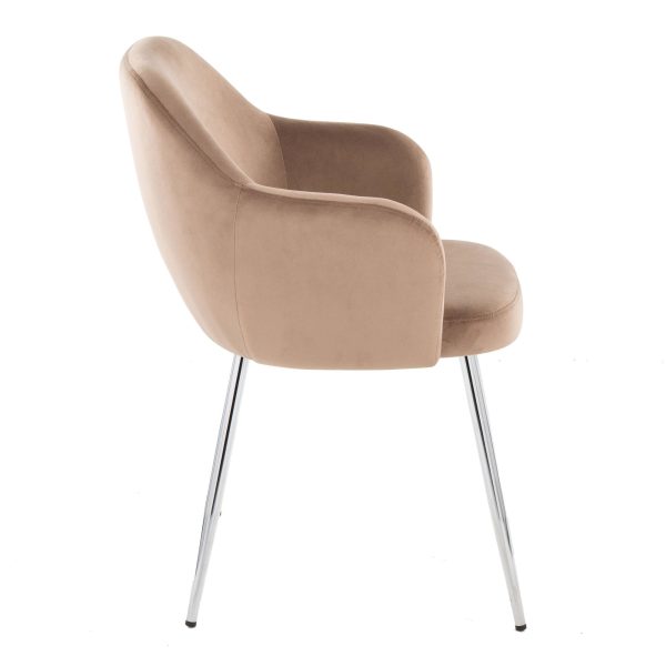 Buena Contemporary Brown Velvet Dining Chairs Chrome Metal Set of 2 2