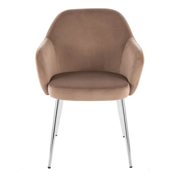 Buena Contemporary Brown Velvet Dining Chairs Chrome Metal Set of 2 5