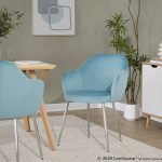 Buena Contemporary Light Blue Velvet Dining Chairs Chrome (Set of 2) 10 Buena Contemporary Light Blue Velvet Dining Chairs Chrome (Set of 2)