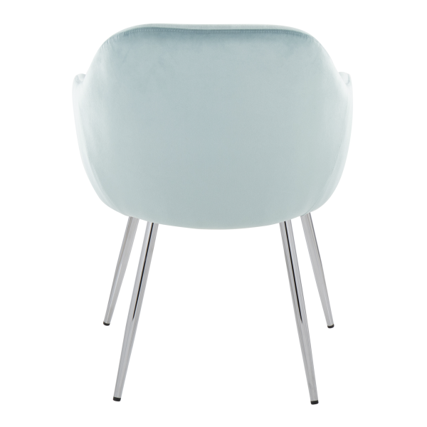 Buena Contemporary Light Blue Velvet Dining Chairs Chrome Set of 2 5
