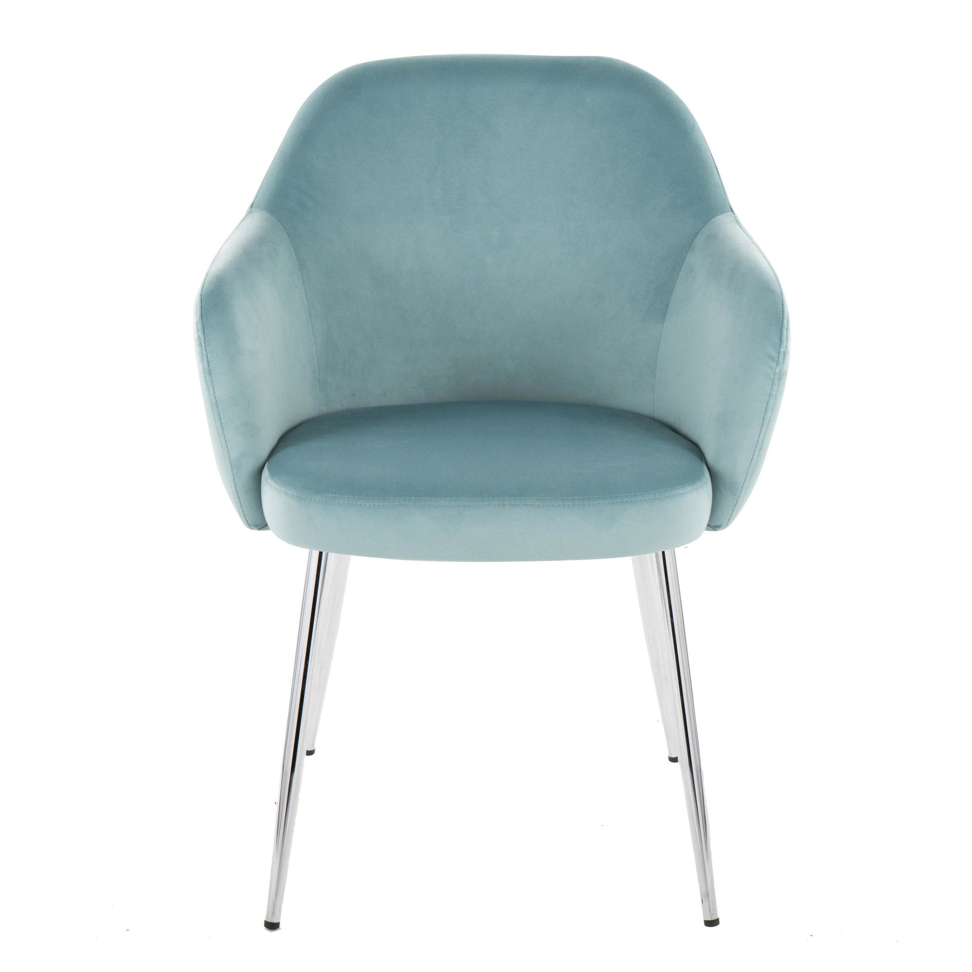 Buena Contemporary Light Blue Velvet Dining Chairs Chrome (Set of 2) 7 Buena Contemporary Light Blue Velvet Dining Chairs Chrome (Set of 2) - Image 7