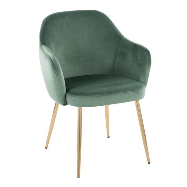 Buena Gold and Green Velvet Contemporary Dining Chairs Set of 2 2