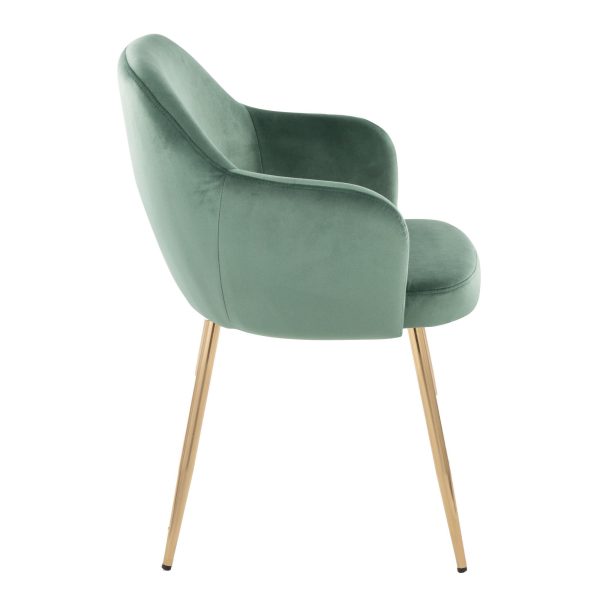 Buena Gold and Green Velvet Contemporary Dining Chairs Set of 2 3