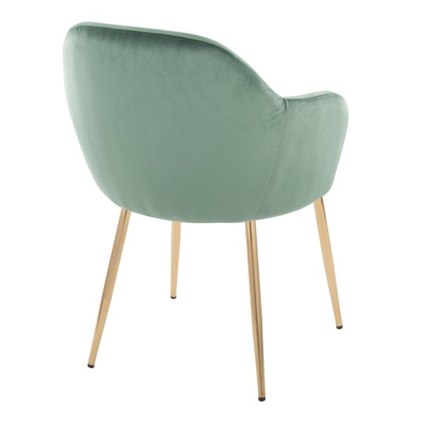 Buena Gold and Green Velvet Contemporary Dining Chairs Set of 2 4
