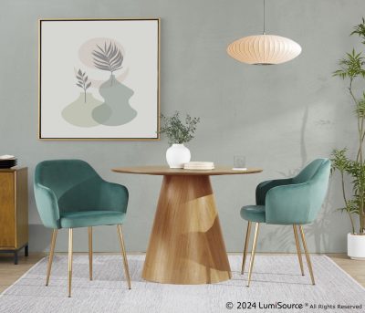 Buena Gold and Green Velvet Contemporary Dining Chairs (Set of 2)