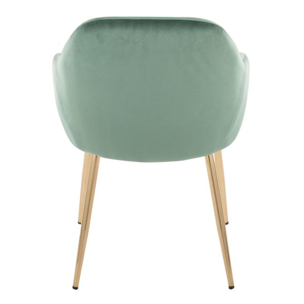 Buena Gold and Green Velvet Contemporary Dining Chairs Set of 2 5