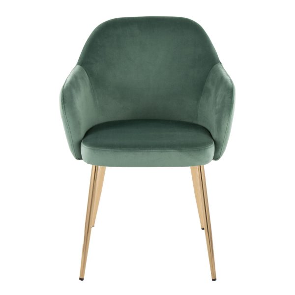 Buena Gold and Green Velvet Contemporary Dining Chairs Set of 2 6