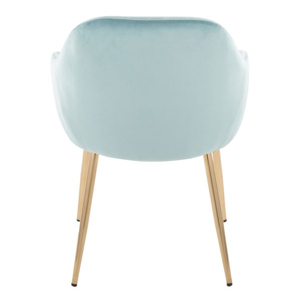 Buena Gold and Light Blue Velvet Contemporary Dining Chairs Set of 2 5