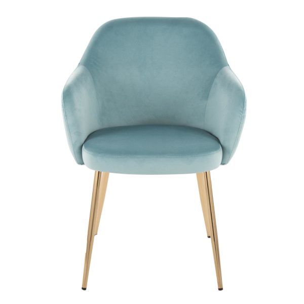 Buena Gold and Light Blue Velvet Contemporary Dining Chairs Set of 2 6