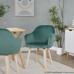 Buena Green Velvet Contemporary Dining Chairs Natural Wood (Set of 2) 10 Buena Green Velvet Contemporary Dining Chairs Natural Wood (Set of 2)