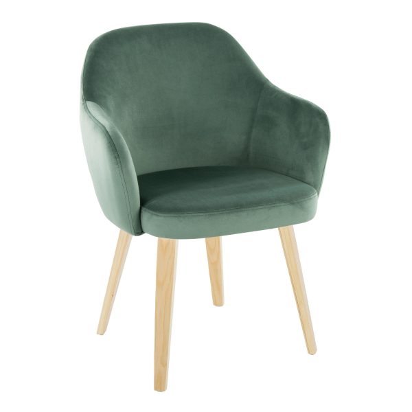 Buena Green Velvet Contemporary Dining Chairs Natural Wood Set of 2 2