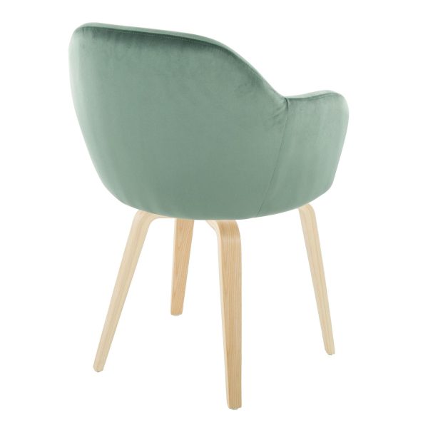 Buena Green Velvet Contemporary Dining Chairs Natural Wood Set of 2 4