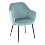 Buena Light Blue Velvet Contemporary Dining Chairs Black Metal (Set of 2) 12 Buena Light Blue Velvet Contemporary Dining Chairs Black Metal (Set of 2)