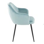 Buena Light Blue Velvet Contemporary Dining Chairs Black Metal (Set of 2) 13 Buena Light Blue Velvet Contemporary Dining Chairs Black Metal (Set of 2)