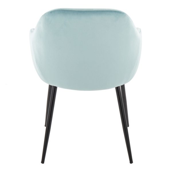 Buena Light Blue Velvet Contemporary Dining Chairs Black Metal Set of 2 5